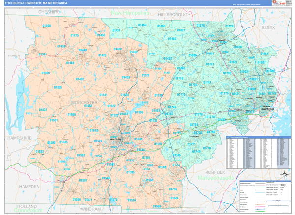 Fitchburg-Leominster Metro Area Wall Map